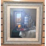 Brian Davies (British, 1942-2014), still life, signed l.r., oil on canvas, gilt frame,Granby Gallery