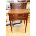 An Edwardian mahogany small writing desk, circa 1905, leather writing surface, raised on tapered