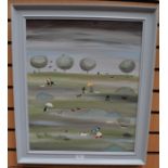 Louise Rawlings, (1969-), 'Out in All Weathers', oil on board, framed, 60 x 50 cm, signed l r