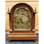 A 19th Century cased repeater eight day mantle/bracket clock, brass face, Roman numerals, three