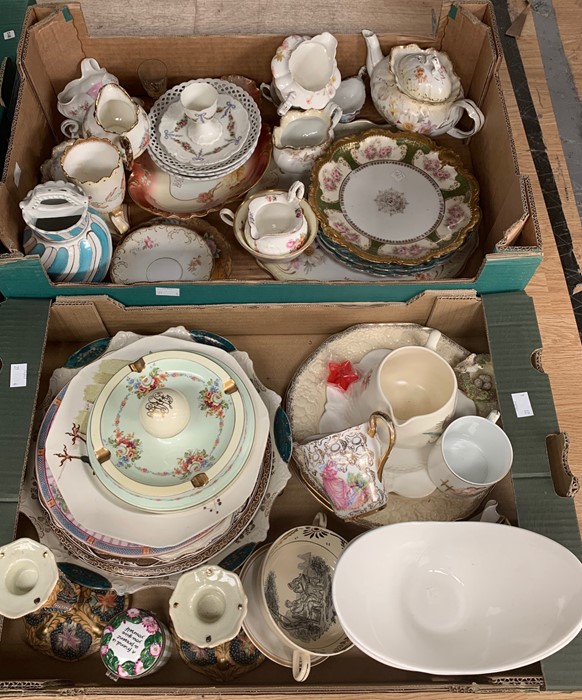 Four boxes of assorted ceramics, including a collection of bone china tea wares, mostly blush ivory,