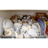 Two boxes of assorted Royal Commemorative ceramics, comprising mostly mugs, cups, various plates,