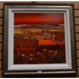 Allan Morgan, British, (1952-), 'Red Sky at Night', original oil on board within white frame, signed