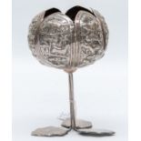 An early 20th Century Indian possibly Kutch white metal ornamental circular goblet, stylised
