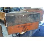 2 Mid 20th Century wooden original Fyffe's banana boxes, showing original handler's mark