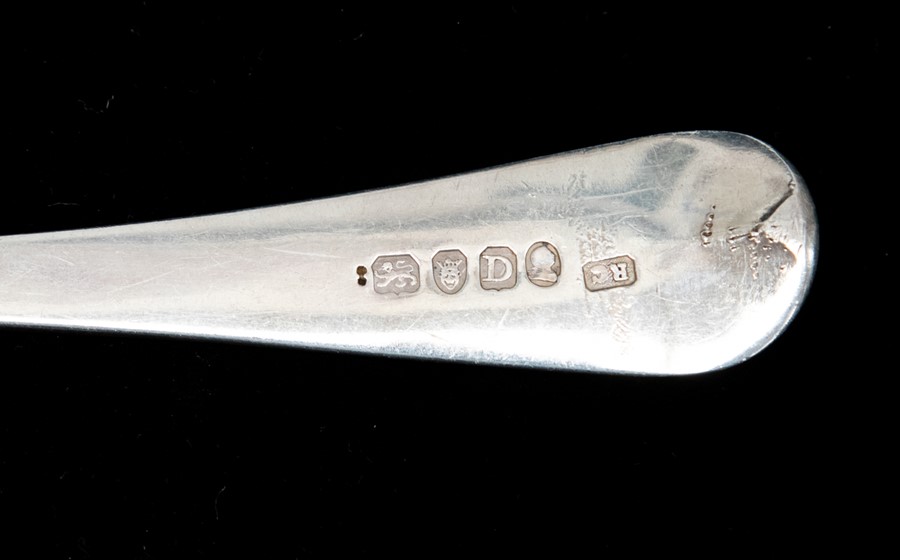 Two George III Old English Pattern silver table spoons, London by Peter & Anne Bateman, 1791 & - Image 2 of 2
