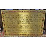 A Great War memorial plaque, inscribed 'To the Glory of God and in Memory of the Members of this