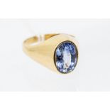 A sapphire and 18ct gold ring, the oval cut sapphire measuring approx 11.9 x 8.5 x 5.9mm, rub-over