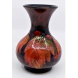A Moorcroft Flambe 'Leaf and Barry' pattern baluster shaped vase with waisted neck, early 20th