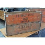 2 Mid 20th Century wooden original Fyffe's banana boxes, showing original handler's mark