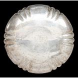 A George VI silver circular dish, lobed section decoration and raised rim foot, by Edward