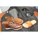2 pairs of Loakes shoes, size 9, a pair of Ugg Sliders, also size 9, and 4 Hugo Boss suits (two with