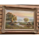 Rex Preston (British, b. 1948), Morning Mist, Linford Brook, New Forest, oil on canvas, signed l.l.,