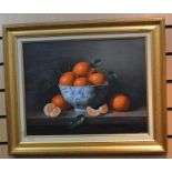 Brian Davies (British, 1942-2014), still life, signed l.r., oil on canvas, gilt frame, Granby