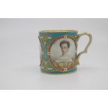 A Sevres porcelain coffee can, circa 1779, of cylindrical shape with kicked loop handle, finely