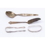 A collection of Norwegian silver to include a spoon by Magnus Aase, Bergen, circa 1950, a pair of