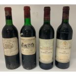 Four bottles of wine, comprising: Chateau-Margaux 1967 Premier Grand Cru; Chateau d'Angludet Margaux