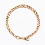 A 9ct rose gold Albert  graduated chain link bracelet, swivel clasp, links stamped 375, length