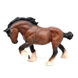 Two Beswick Horses: Matt glazed Bay Shire height approx 19cm and Glossy Bay Racehorse height