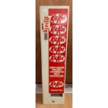 A vintage Kit Kat Vending Machine, 2x 10p insert, measuring approx. 9" x 36" x 6".
