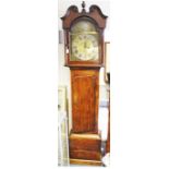 A George III oak cased eight day longcase clock, circa 1800, inscribed 'Thomas Logan, Maybole' to