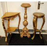 Three various giltwood stands, various heights (3)