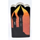 Lorna Bailey- A Lorna Bailey 'Arabian night' flat rectangular vase, with gold signature. Height