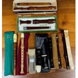 A collection of 10 recorders by Adler, Schott, Hohner, Aulos, Dolmetsch and K.U.N.G, to include an