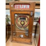 An Extrawin Allwin penny slot wall arcade machine, circa 1950's, converted to play 1p, measuring 18"