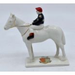 Carltonware, Hobbs Bros, Newmarket crested ware race horse and jockey. Black jersey with stars,