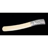 An Edwardian silver mounted ivory paper knife, W&C possibly Wild & Carr, London, 1902,