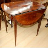 An Edwardian mahogany and satinwood inlaid Pembroke table, the top with a central panel of inlay,