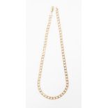A 9ct gold flat link curb chain, link width approx. 5mm, length approx. 18'', lobster clasp,