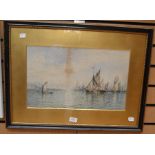 George Stainton, late-19th Century watercolour of ships at sea, signed l.r., central band of