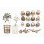 A collection of early 20th Century silver thimbles, various dates and makers together with four