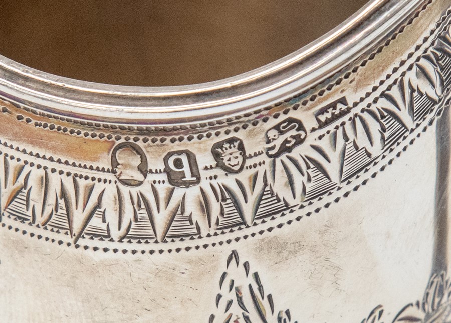 A George III silver helmet shaped cream jug, the body bright-cut engraved with swag tied floral - Image 2 of 2