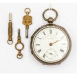 J.G. Graves of Sheffield Edwardian Sterling silver pocket watch, Chester 1901, having a white