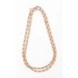 A 9ct gold ladies fancy link necklace, length approx. 60cms, bolt ring clasp, weight 12.8gms approx