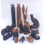 2 small Black Forest carved bears (8cm) along with a carved German squirrel. Plus quantity of carved