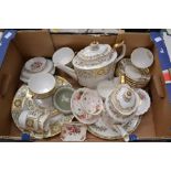 A collection of ceramics to include Royal Crown Derby tea service, green Derby panel, including a