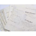 Collection of 19th-century vellum indentures (deeds/conveyances/mortgages), relating to land in