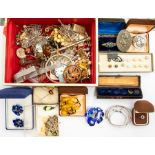 A collection of vintage and later costume jewellery to include a collection of silver bangles,