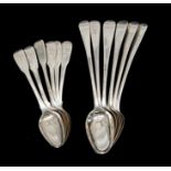 A set of six George III dessert spoons, London, 1788 and a set of six teaspoons by William Eaton