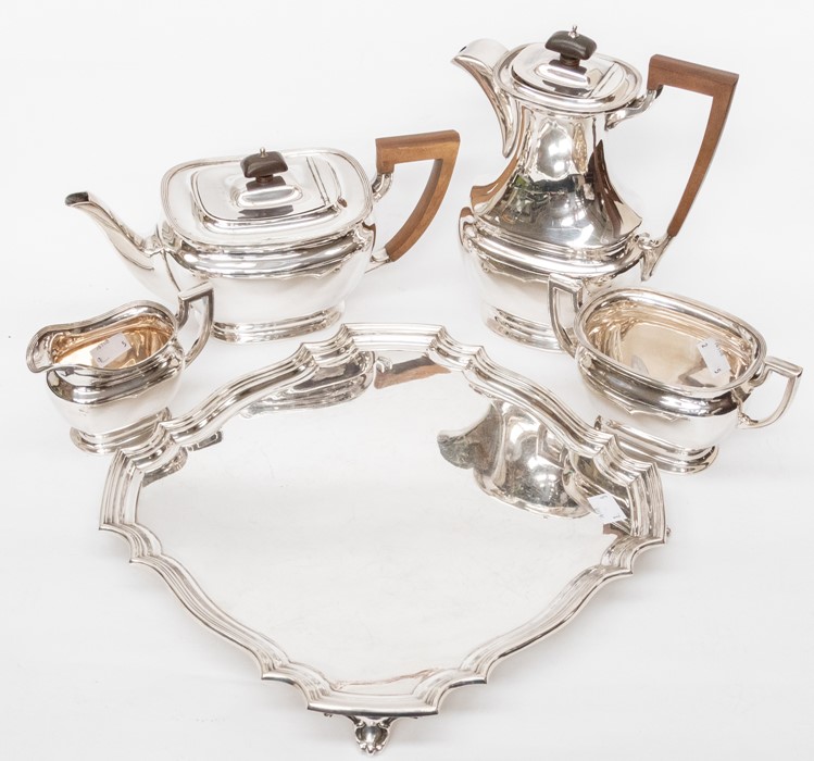 A four piece silver plated tea set to include a teapot, hot water pot, sugar and milk jug, all - Image 2 of 2