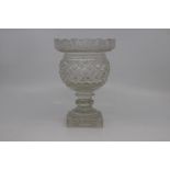 A Victorian cut glass goblet vase, circa 1850-60, of rummer shape with lobed everted rim, the body