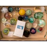 A collection of glass paperweights including Caithness, studio and resin examples (Q)