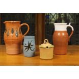 An assembled group of Edward Campden ceramics, circa 2001, including two red clay ovoid pitchers,