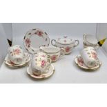 A Royal Crown Derby Pinxton Roses pattern part tea set, Imari jar (no cover) and Imari plate