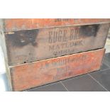 2 Mid 20th Century wooden original Fyffe's banana boxes, showing original handler's mark