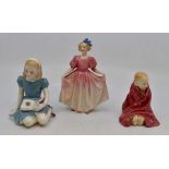 Three Doulton figurines to include; Little Pig Sweeting HN 1935, Alice HN 2158